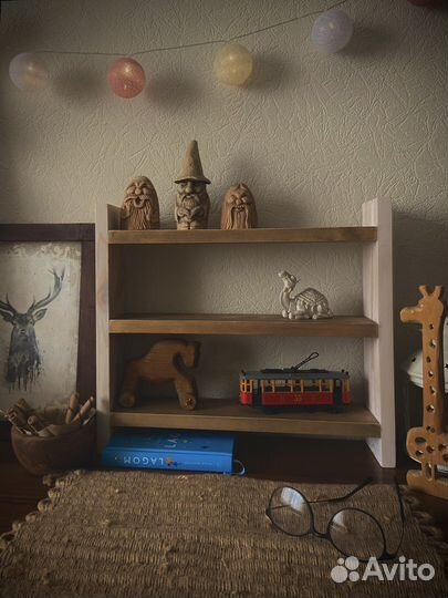 Деревянная полка настольная настенная для специй