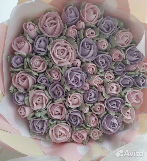 Розы,зефирный букет