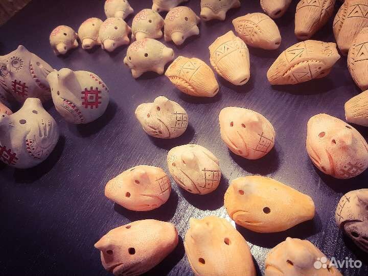 Свистулька керамическая, окарина сова, кот, уточка