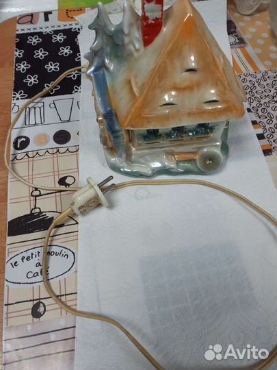 Светильник, домик, фарфор гдр