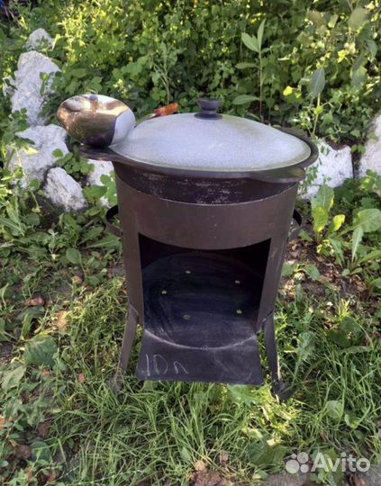 Казан чyгунный 10 литрoв с печью