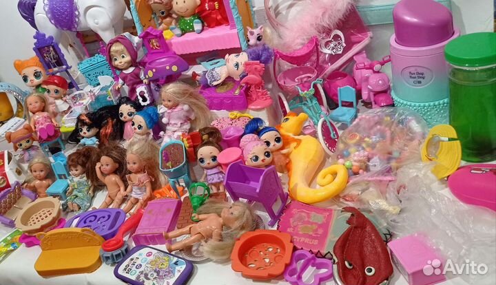 Большой набор Кукл, пупсов, мебели тд пакетом