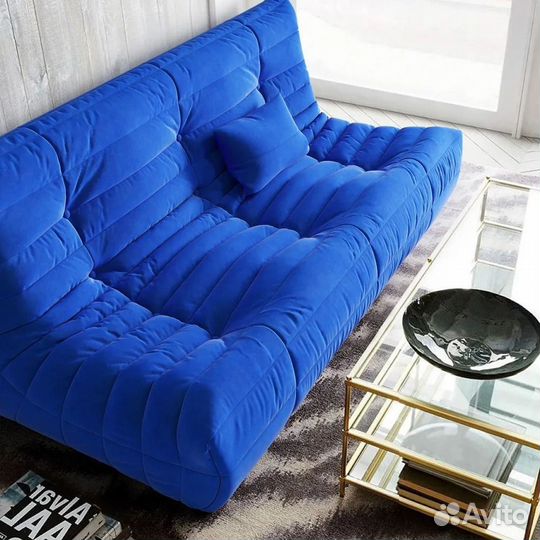 Синий трехместный диван на заказ