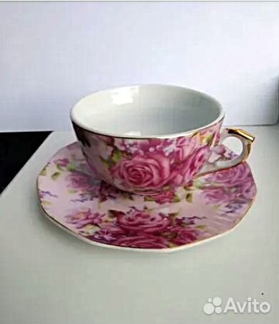 Вазы хрустальные, чайные пары Дулево и др