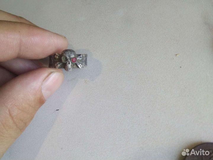 Кольцо серебро с черепом
