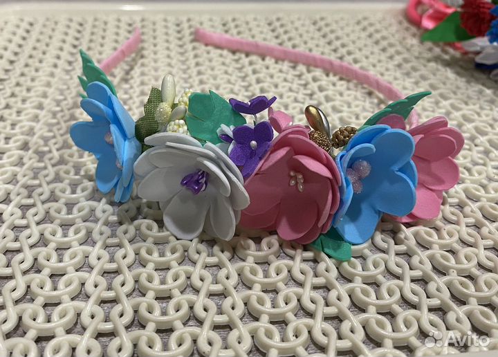 Ободок для волос ручной работы,бантики