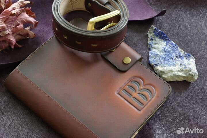 Ремень + блокнот. Кожа буйвола. Ручная работа
