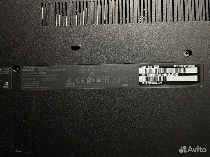 Игровой ноутбук acer aspire A515-54 n18q13