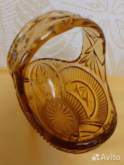 Вазочка корзинка цветное стекло