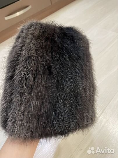 Шапка норковая вязанная