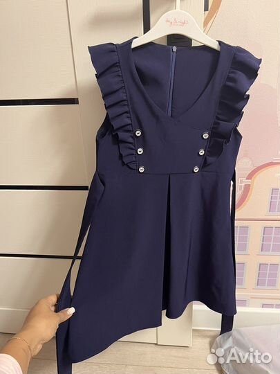 Сарафан школьный 128 синий