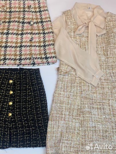 Вещи женские пакетом твидовые юбки и платье 40-42