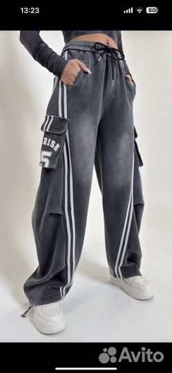 Черные брюки, карго, Корея, овер