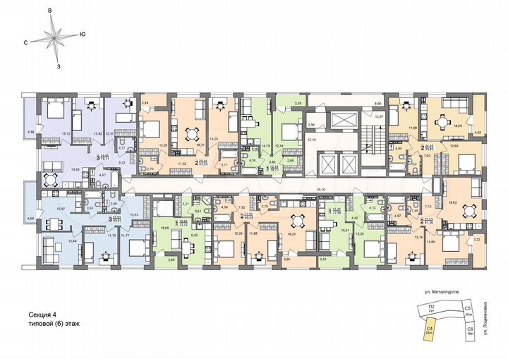 2-к. квартира, 60,9 м², 24/26 эт.