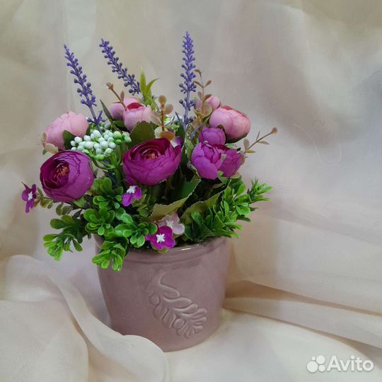 Искусственные цветы лаванда,пионы,крокусы