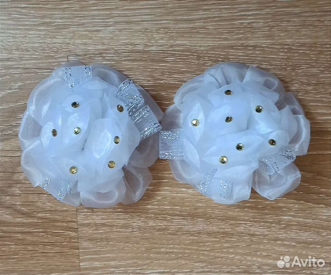 Банты 2 шт. для волос белые, резинки для волос