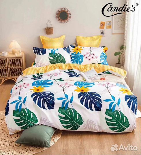 Двуспальный комплект постельного белья на резинке