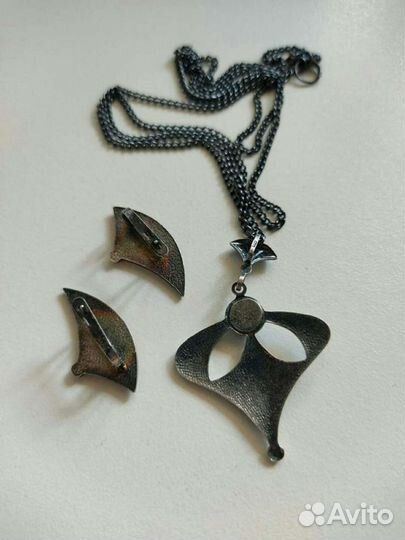 Кулон и серьги с эмалью, винтаж