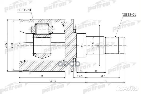 Шрус внутренний 30X47X30 toyota land cruiser 10