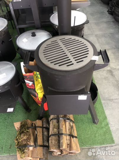 Печь для казана с трубой премиум элитная