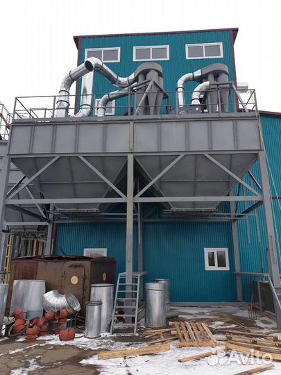 Циклоны, вентиляторы пылевые, шлюзовые затворы и д