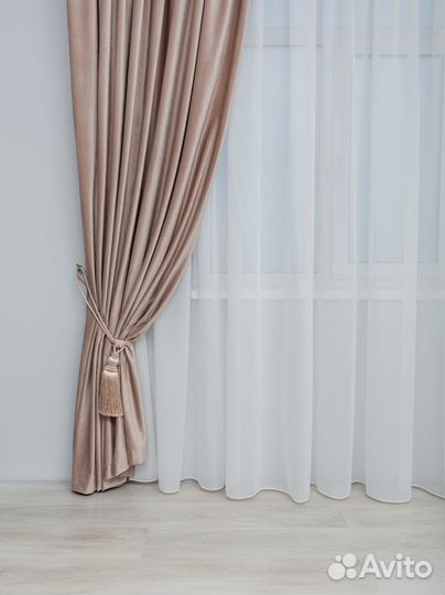 Готовый тюль на ленте креп белый 5м