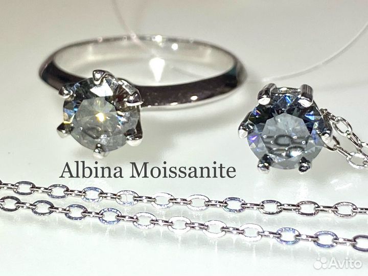 Комплект 2 ct графит бриллиант муассанит