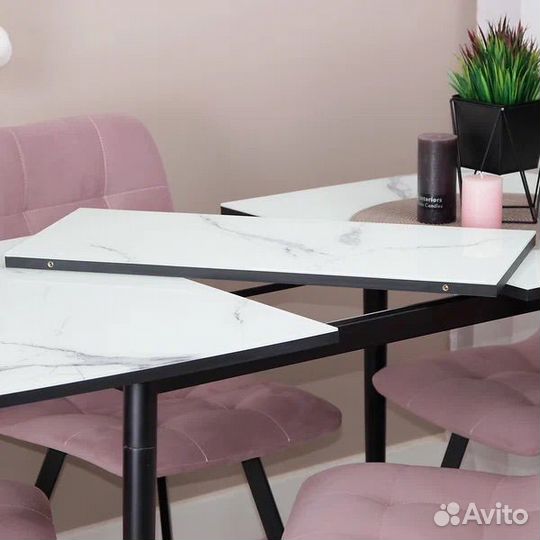 Кухонный стол мраморный стеклянный раздвижной