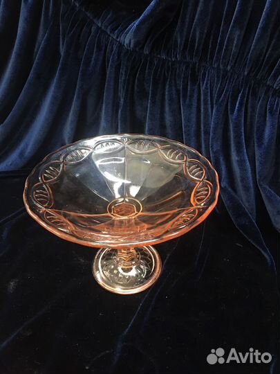 Ваза для фруктов и конфет из карамельного стекла