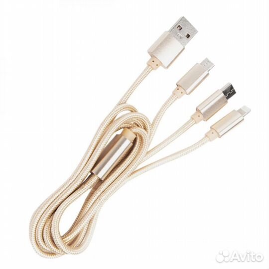 Кабель 3-в-1 (Lightning + micro USB + USB type C)