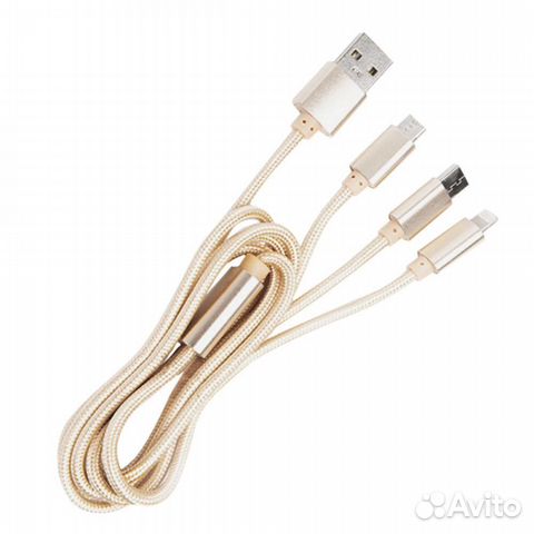 Кабель 3-в-1 (Lightning + micro USB + USB type C)