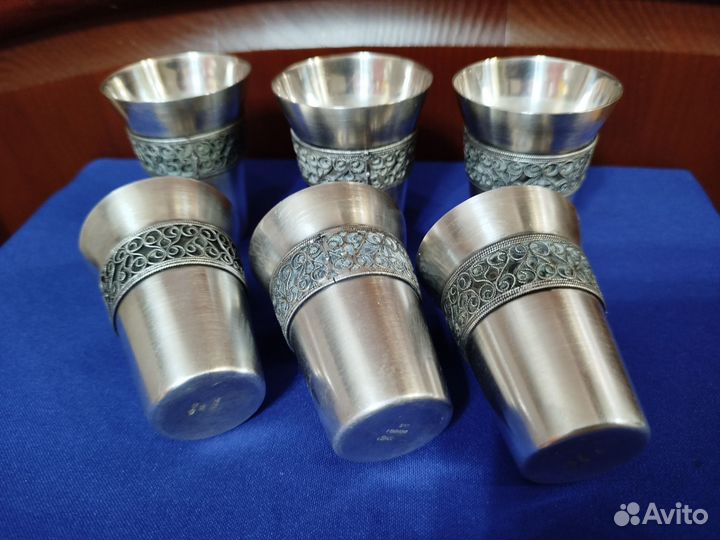 Стопки СССР. Мельхиор. 6 шт. Объём 0,75 мл