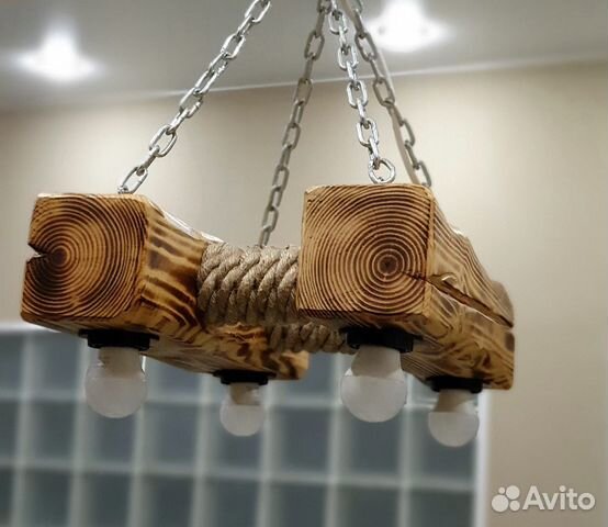 Светильник потолочный люстра из дерева