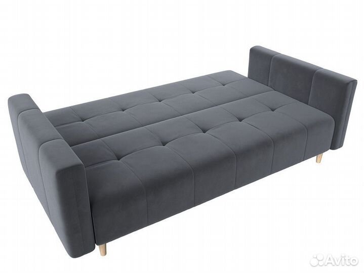 Диван книжка Вест велюр серый прямой на ножках