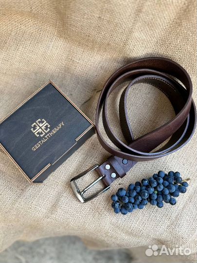 Мужской кожаный ремень ручной работы