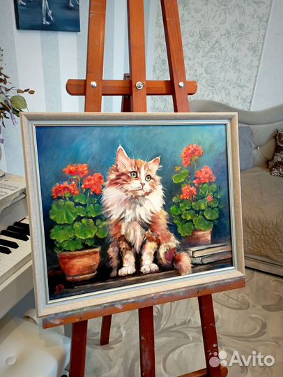 Картина маслом кот портрет котенка, кошки