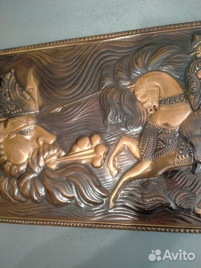 Медная картина. Чеканка. Руслан и Людмила. 68,5*30