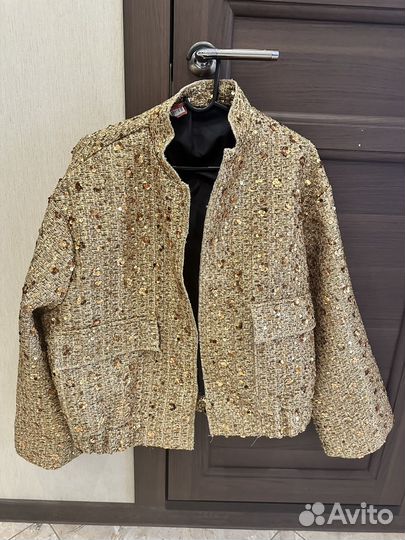 Золотой бомбер женский, L