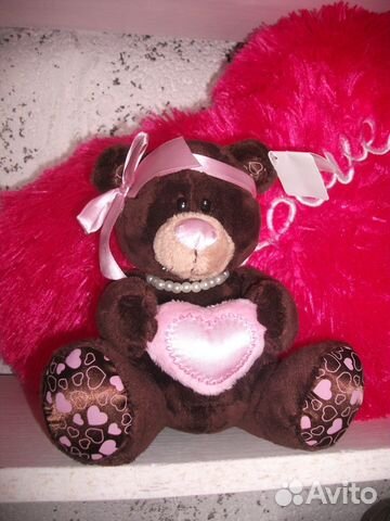 Мишка Тедди с розовым сердцем 17 см Мягкая игрушка