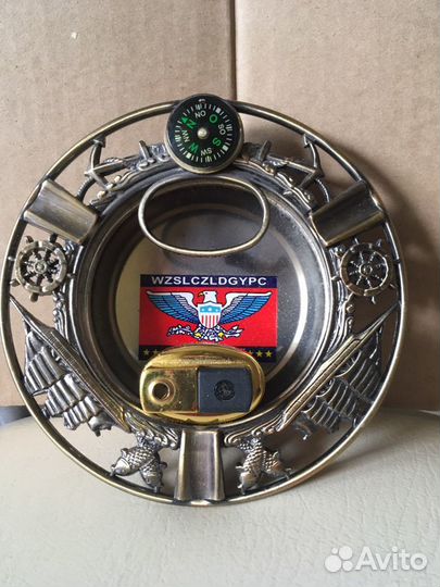 Пепельница+ зажигалка металл новые