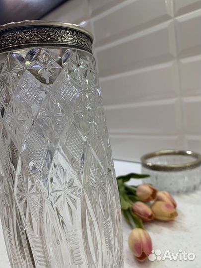 Вазы с мельхиоровым ободком