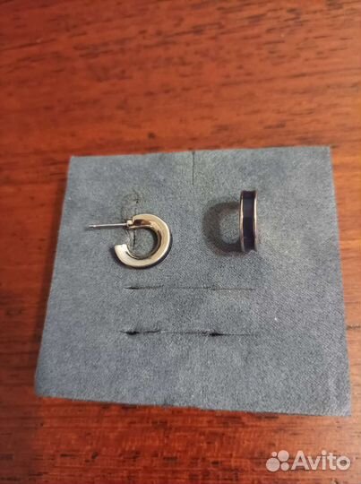 Серьги полукольца, бижутерный сплав, эмаль синий