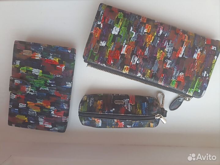 Комплект кошелёк, обложка для документов и ключниц