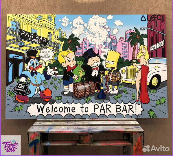 Деньги на холсте Скрудж Макдак картина Дональд Дак