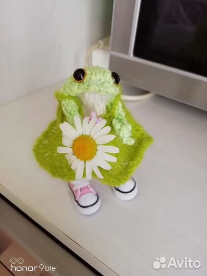 Лягушка вязаная, амигуруми, тильда, подарок