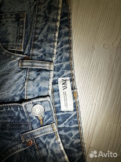 Джинсы zara mom 34 синие