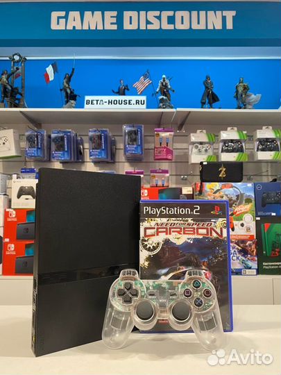 PlayStation 2 + Беспроводной геймпад + NFS Carbon