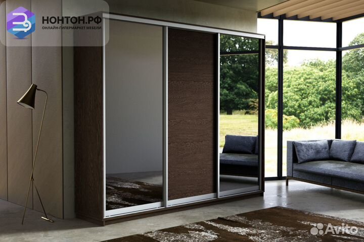 Шкаф-купе 3-х дверный Экспресс 45 зеркало/ венге