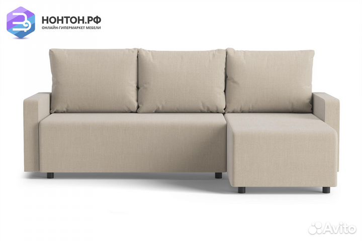 Диван угловой еврокнижка Мидгард бежевый