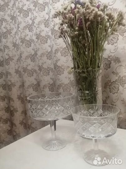 Ваза для фруктов на ножке хрусталь